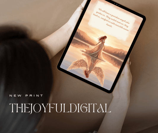 Guardian Angel card displayed on iPhone in soft pastel setting - instant download sympathy greeting