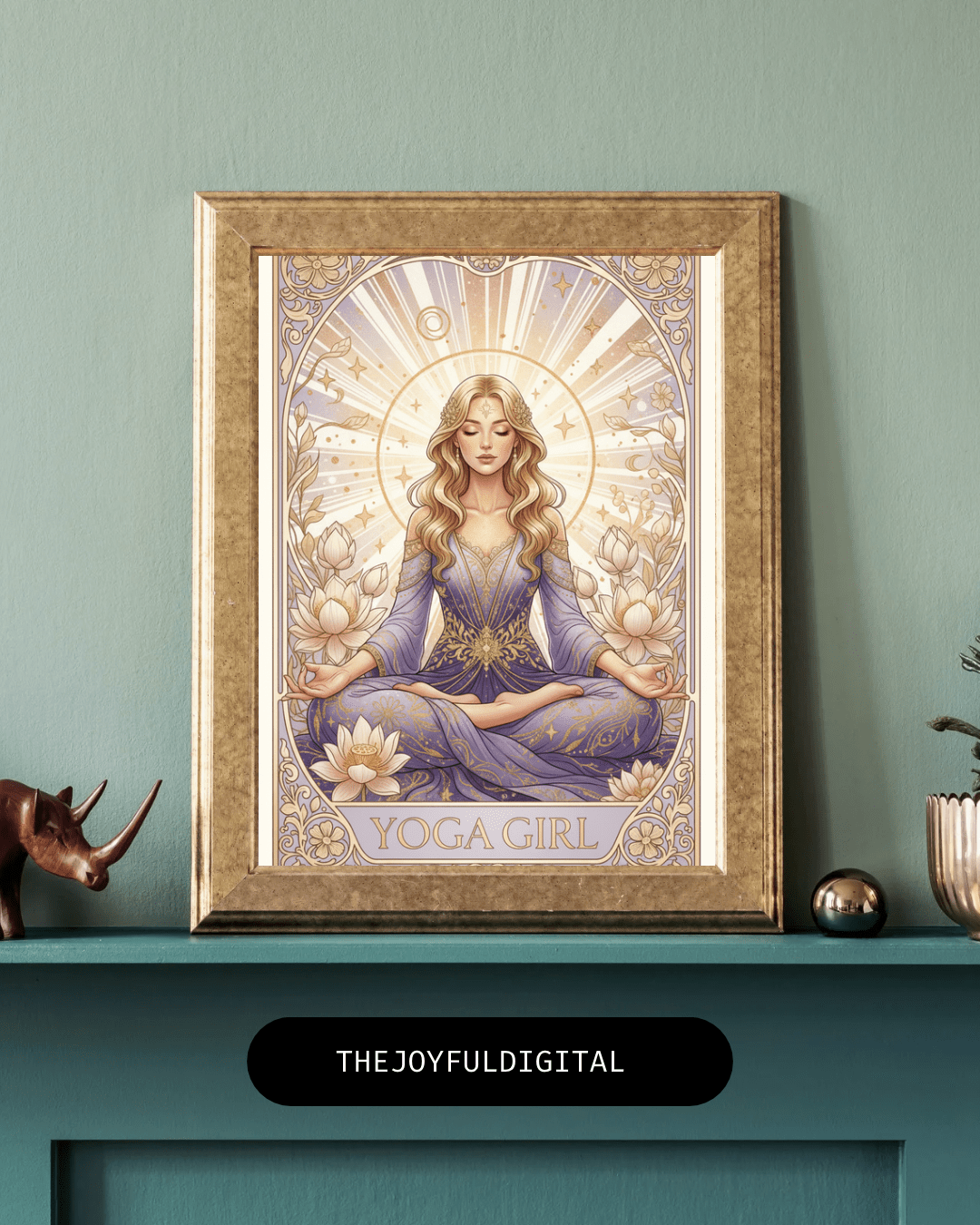 Yoga Girl - Art Nouveau Card – Digital Greeting Card - TheJoyfulDigital