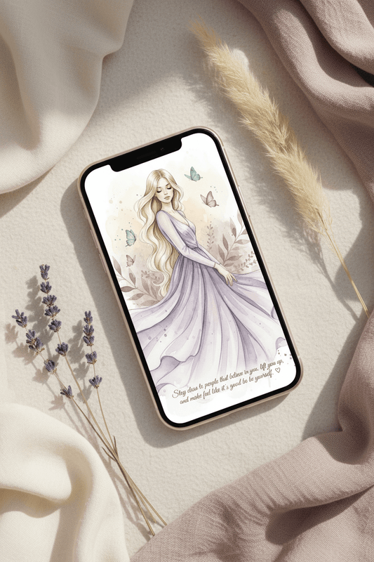 Friendship card on iPhone with soft pastel background - instant download connection and relationship card