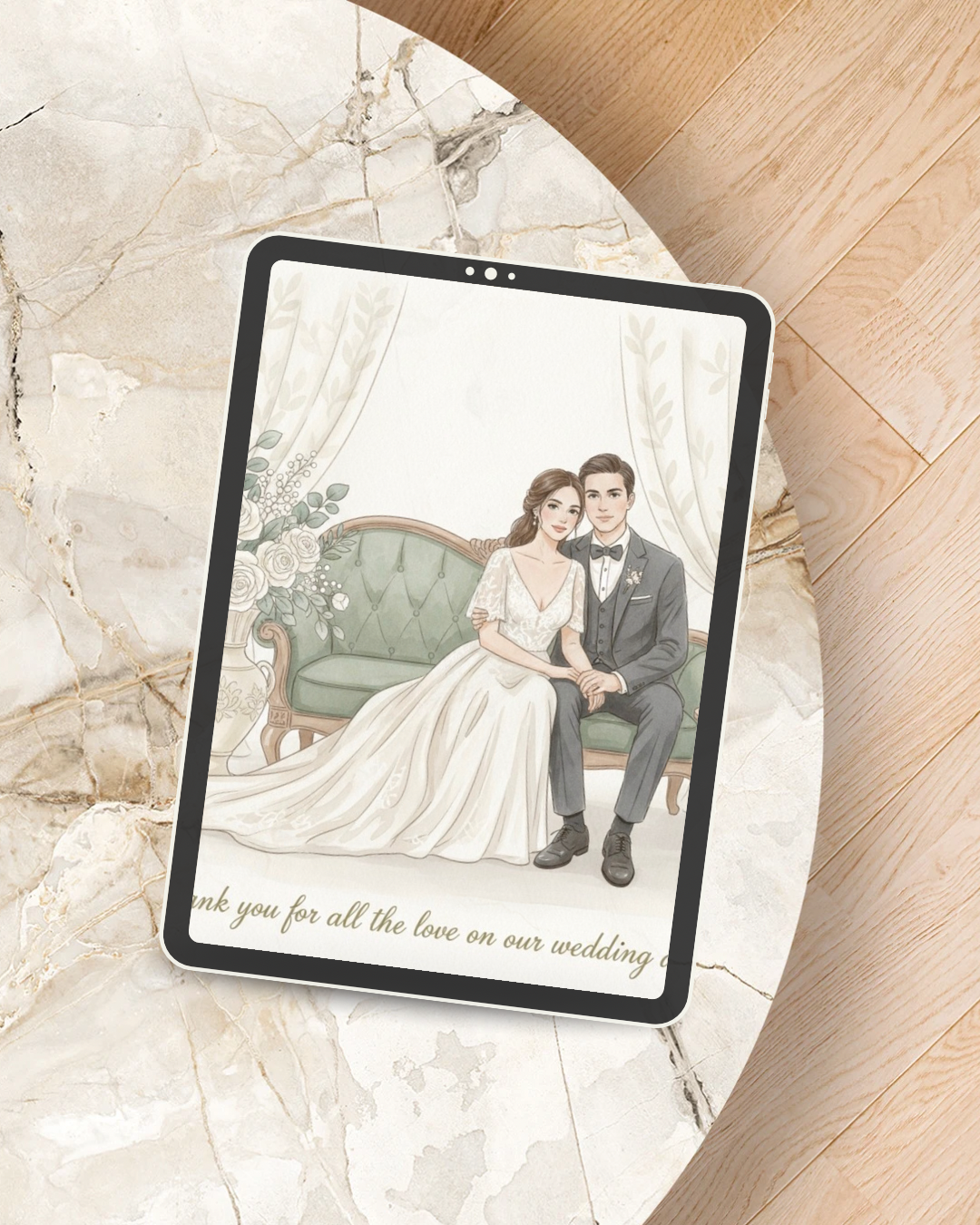 Thank you wedding card with loving message in soft pastel tones perfect for expressing gratitude to wedding guests