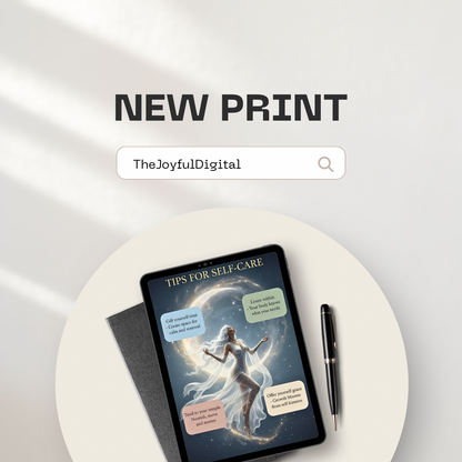 Digital download self-care poster with moon phases and mindfulness tips in Scandinavian style