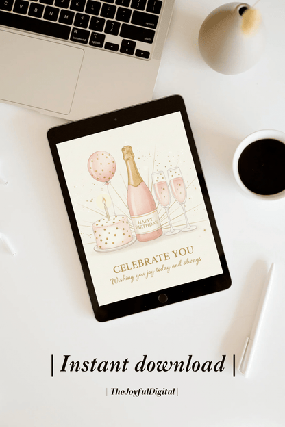 Elegant birthday card framed - celebrate you with sophisticated Nordic design