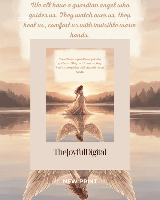 Guardian Angel sympathy card with peaceful angel illustration and comforting message - digital condolence card