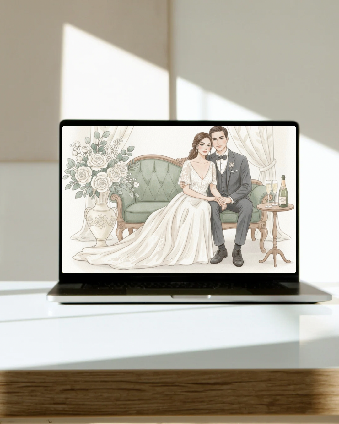 Wedding thank you digital card with elegant design and heartfelt message in soft Scandinavian pastel colors