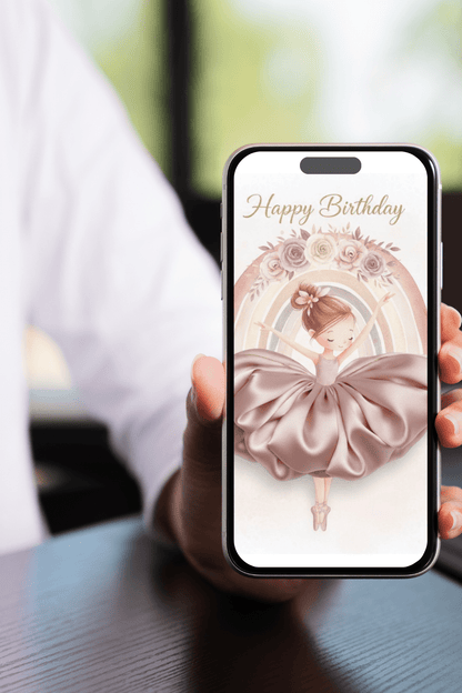 Ballerina Happy Birthday Card - Digital Greeting Card - TheJoyfulDigital