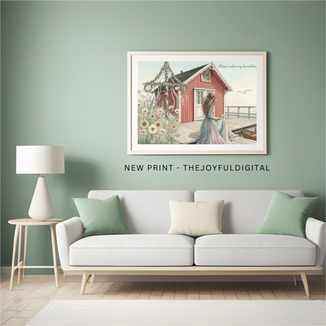 Swedish archipelago card on iPhone with warm styling - instant download Nordic heritage greeting