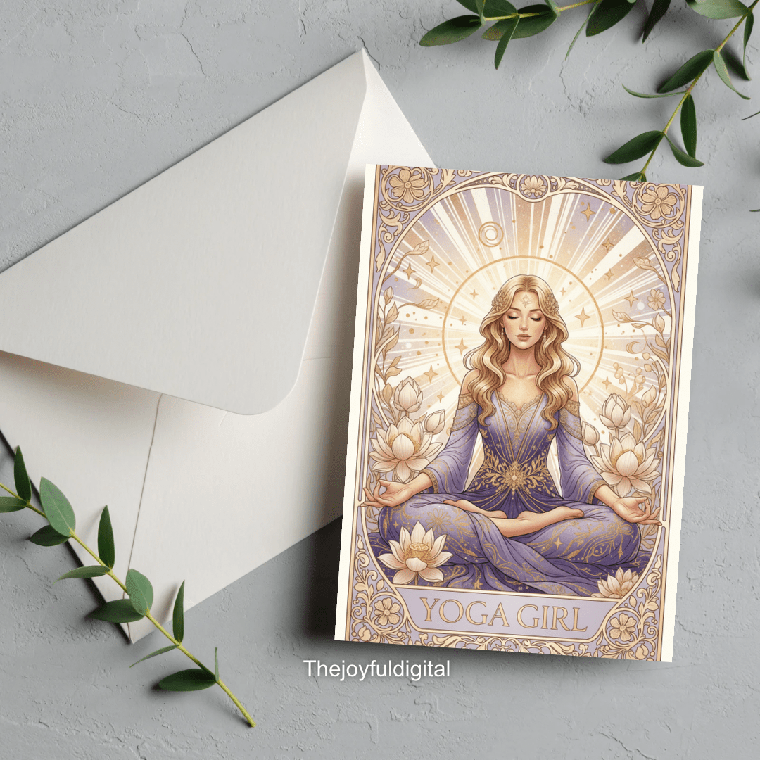 Yoga Girl - Art Nouveau Card – Digital Greeting Card - TheJoyfulDigital