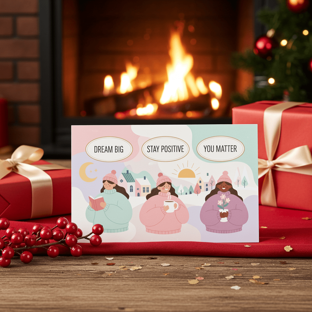 Motivation card with personality and charm - illustrated daily inspiration message