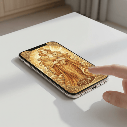 Dog Girl - Art Nouveau Card - Digital Greeting Download - TheJoyfulDigital