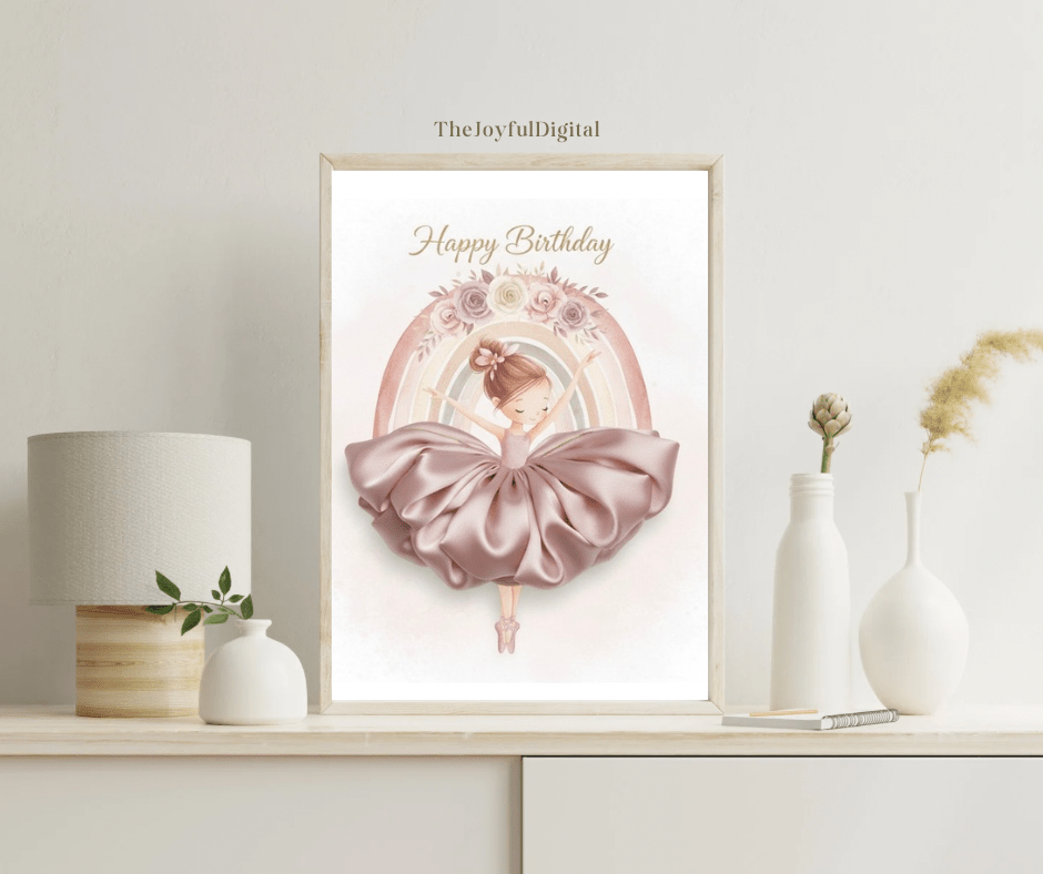 Ballerina Happy Birthday Card - Digital Greeting Card - TheJoyfulDigital