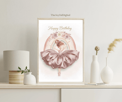 Ballerina Happy Birthday Card - Digital Greeting Card - TheJoyfulDigital