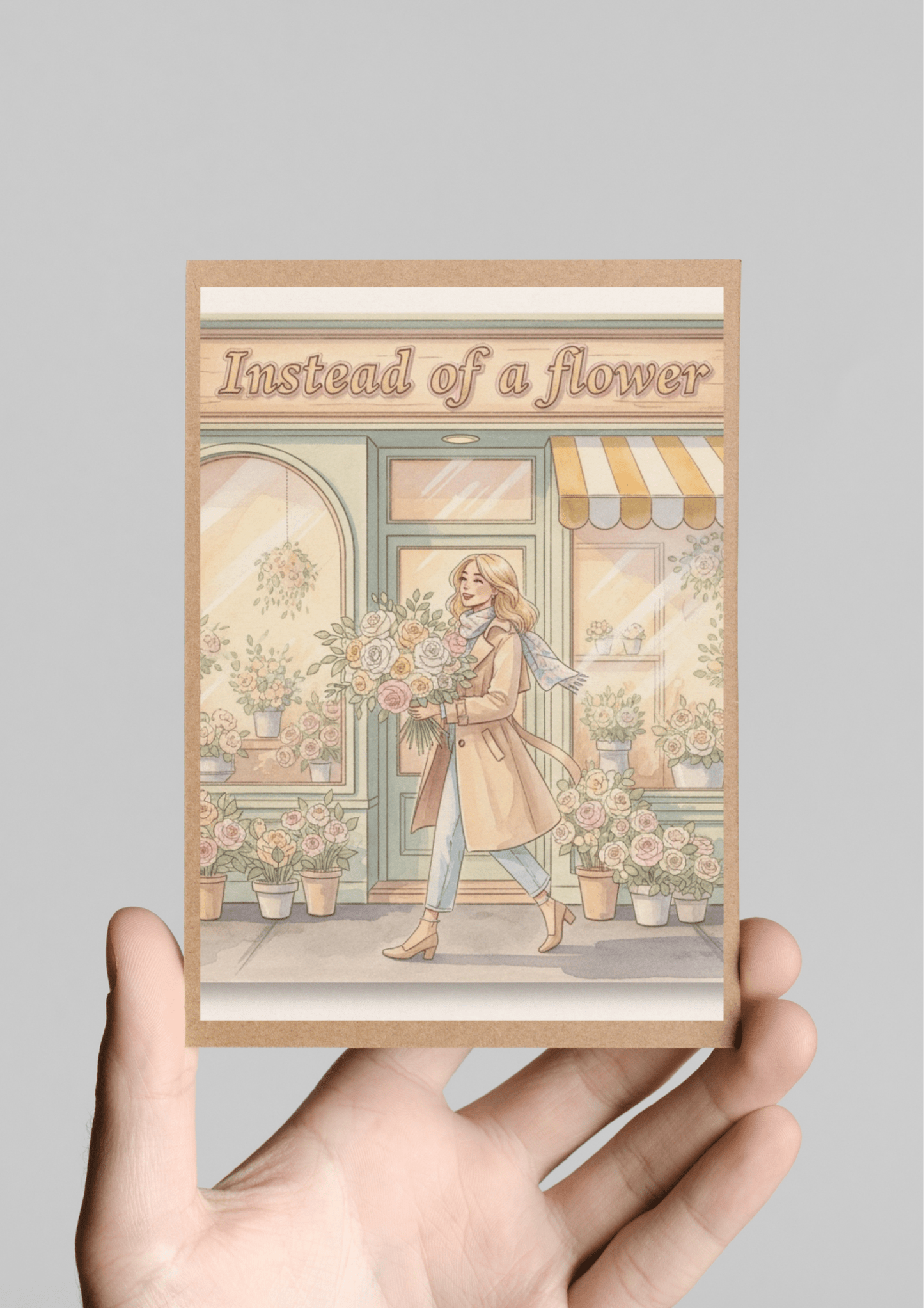 Sympathy greeting card with gentle floral elements and thoughtful message - Nordic minimalist design