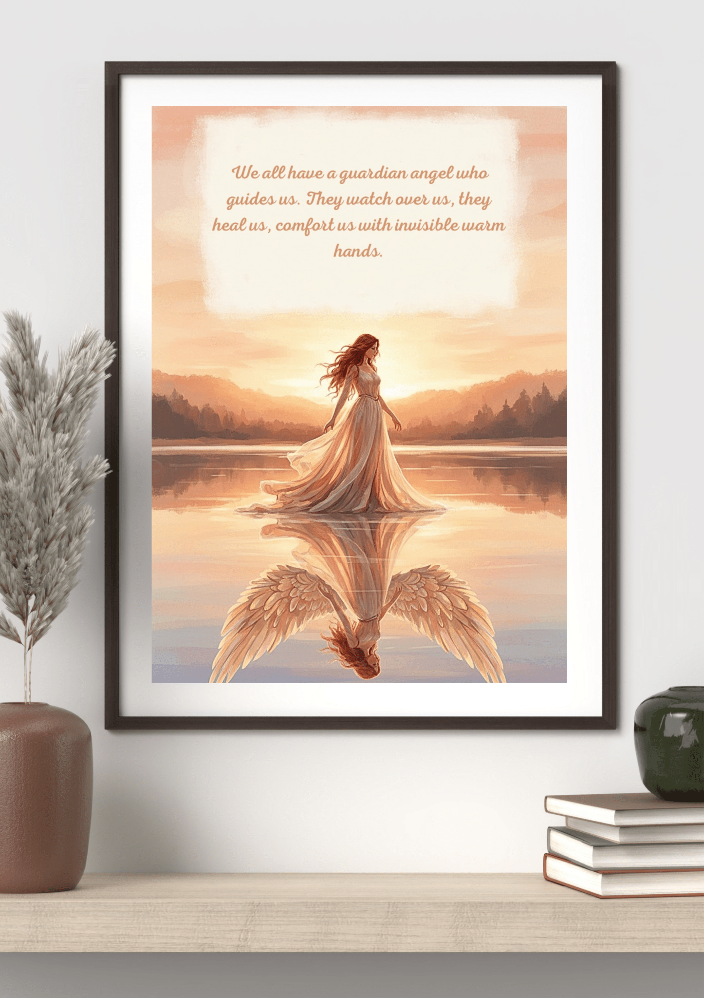 Guardian Angel digital card on MacBook in serene workspace - memorial greeting card