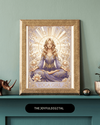 Yoga Girl - Art Nouveau Card – Digital Greeting Card - TheJoyfulDigital