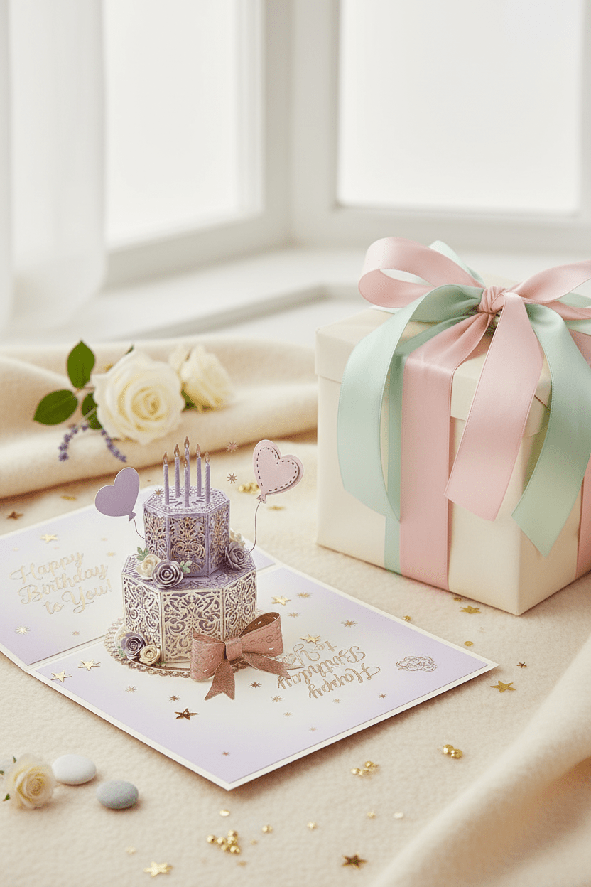 3D Birthday Cake Greeting Card - TheJoyfulDigital
