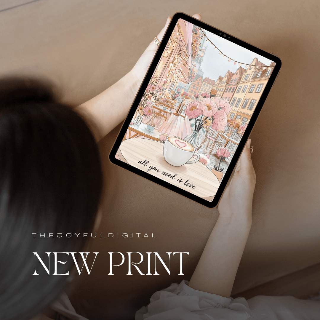 All You Need Is Love digital card with dreamy watercolor design - printable romantic greeting card