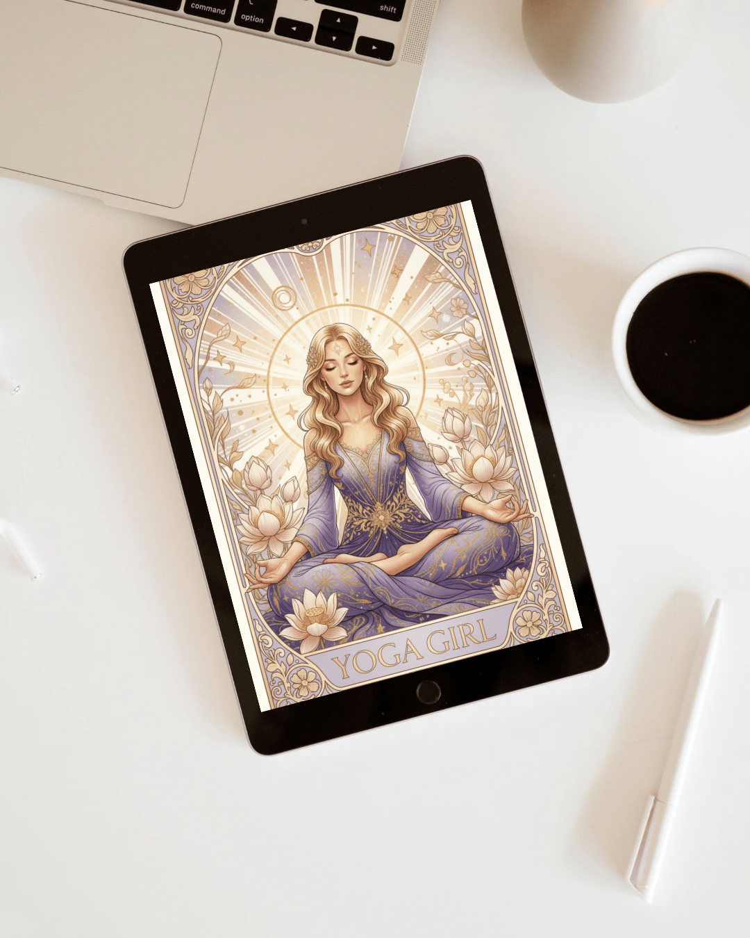 Yoga Girl - Art Nouveau Card – Digital Greeting Card - TheJoyfulDigital