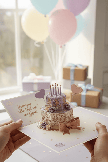3D Birthday Cake Greeting Card - TheJoyfulDigital
