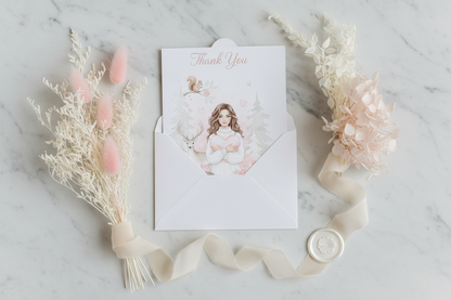 Love & Hearts thank you card with envelope on grey background - Nordic minimalist greeting card