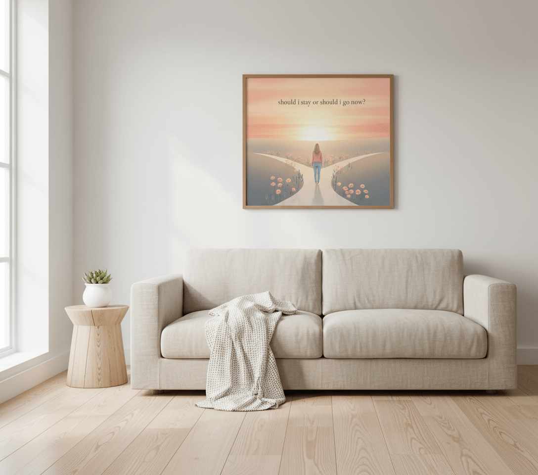 Motivational quote card framed in Scandinavian living room with neutral tones and minimalist decor