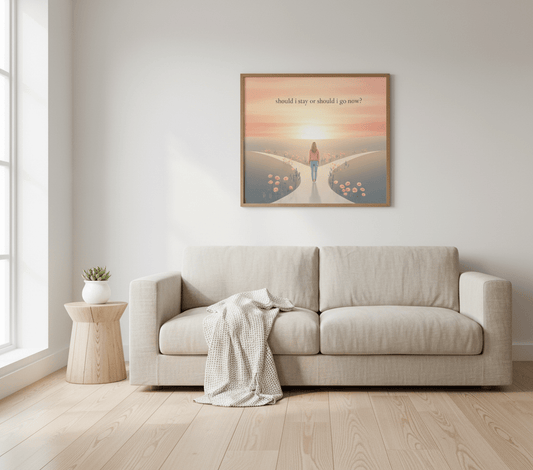 Motivational quote card framed in Scandinavian living room with neutral tones and minimalist decor