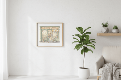 "Framed sympathy card on wall mockup - Instead of a Flower comforting message in Nordic style