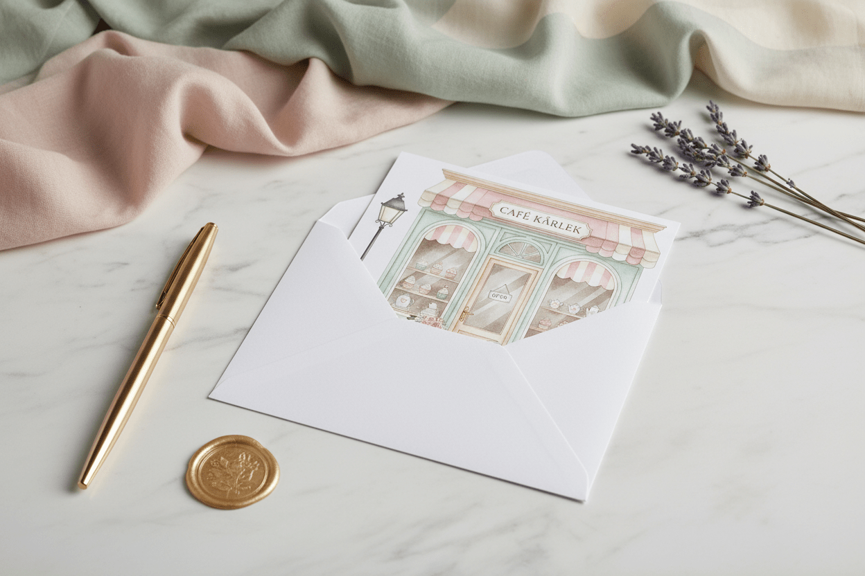 Café Love lifestyle mockup in Scandinavian interior - Swedish coffee culture wall art with romantic theme