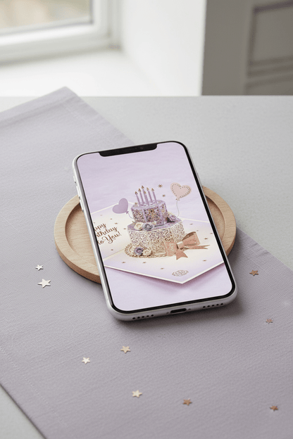 3D Birthday Cake Greeting Card - TheJoyfulDigital