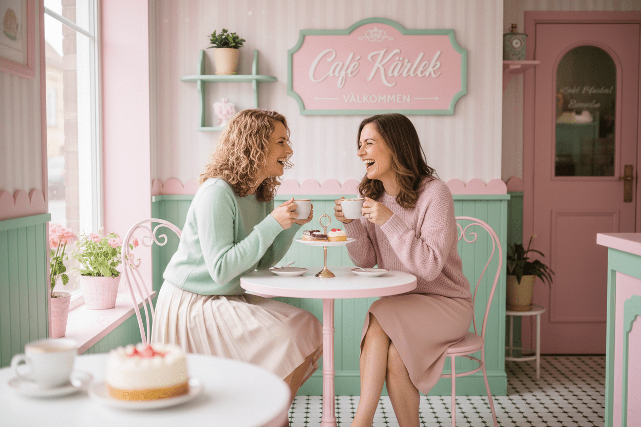 Swedish café culture card framed on wall - Nordic kitchen wall decor with love theme