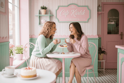 Swedish café culture card framed on wall - Nordic kitchen wall decor with love theme