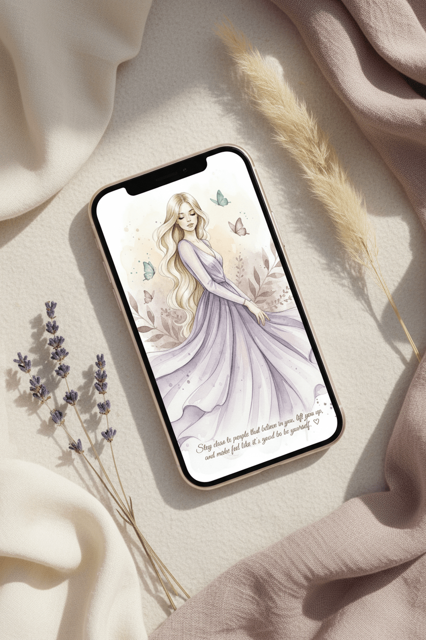 Friendship card on iPhone with soft pastel background - instant download connection and relationship card