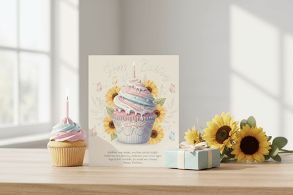 Funny birthday poem card with clever wordplay - Nordic minimalist birthday greeting