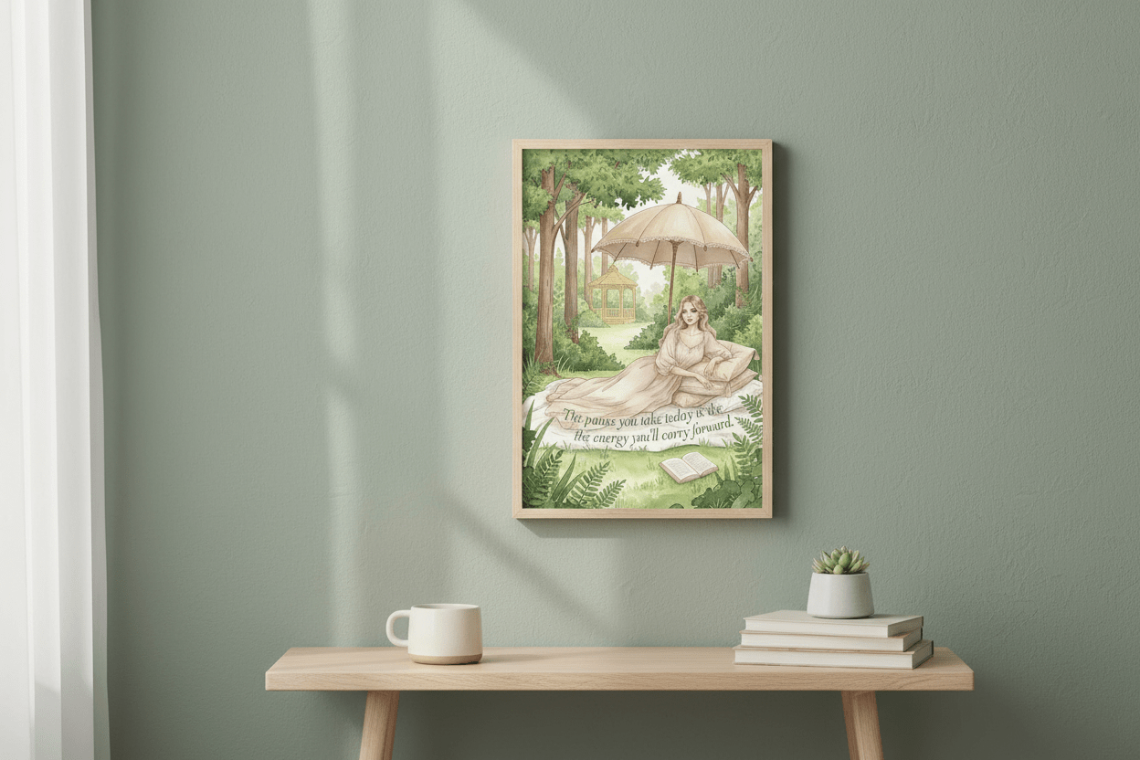 Mindfulness card on iPhone with calming pastel background - instant download self-care card