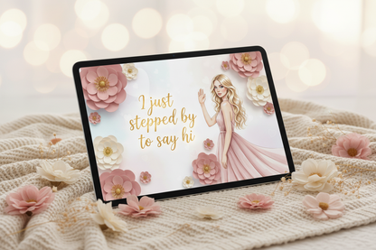 Greeting card shown on iPad screen mockup