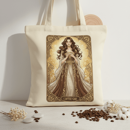 Coffee Girl - Art Nouveau Card – Digital Greeting Card - TheJoyfulDigital