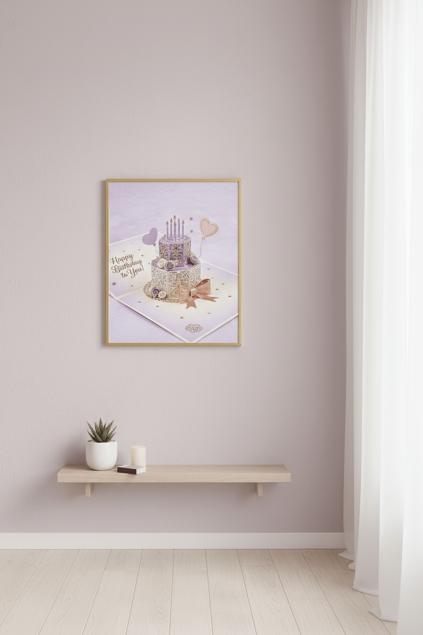 3D Birthday Cake Greeting Card - TheJoyfulDigital