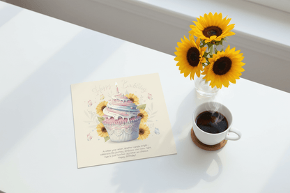 Birthday card with humorous poem flat lay - unique birthday greeting for friends
