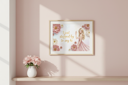 Greeting card displayed as framed wall art in Nordic interior