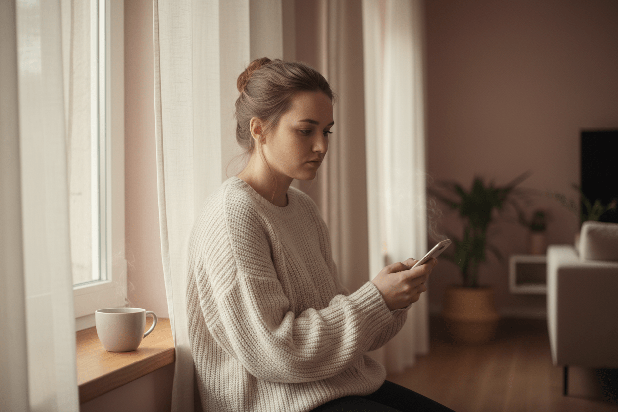 Café Love card on iPhone with pastel styling - instant download Swedish coffee culture card