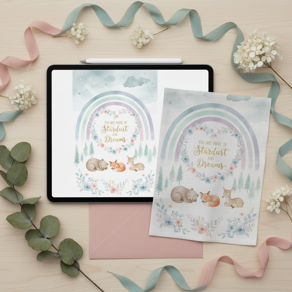Baby shower card displayed on iPhone with soft pastel styling - instant download newborn greeting card