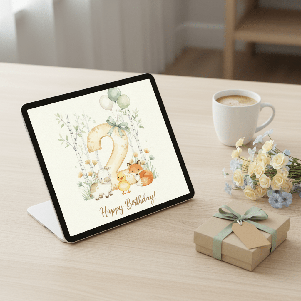 Happy Birthday Card – Age 2 - TheJoyfulDigital