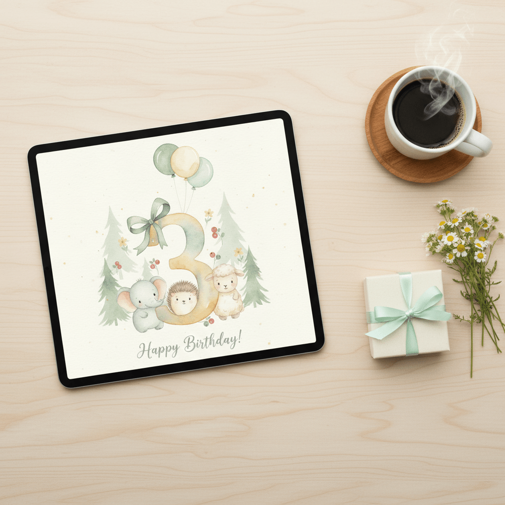 Happy Birthday Card – Age 3 - TheJoyfulDigital