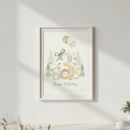 Happy Birthday Card – Age 3 - TheJoyfulDigital