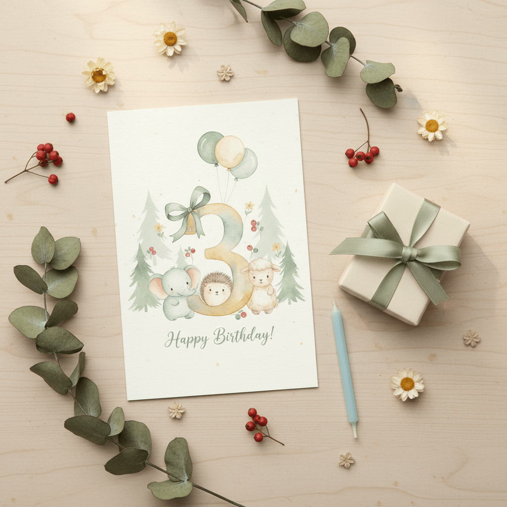 Happy Birthday Card – Age 3 - TheJoyfulDigital