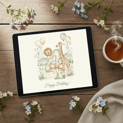 Happy Birthday Card – Age 4 - TheJoyfulDigital