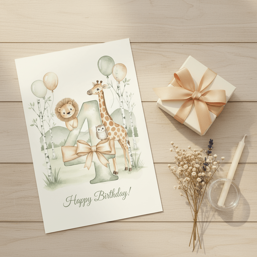 Happy Birthday Card – Age 4 - TheJoyfulDigital
