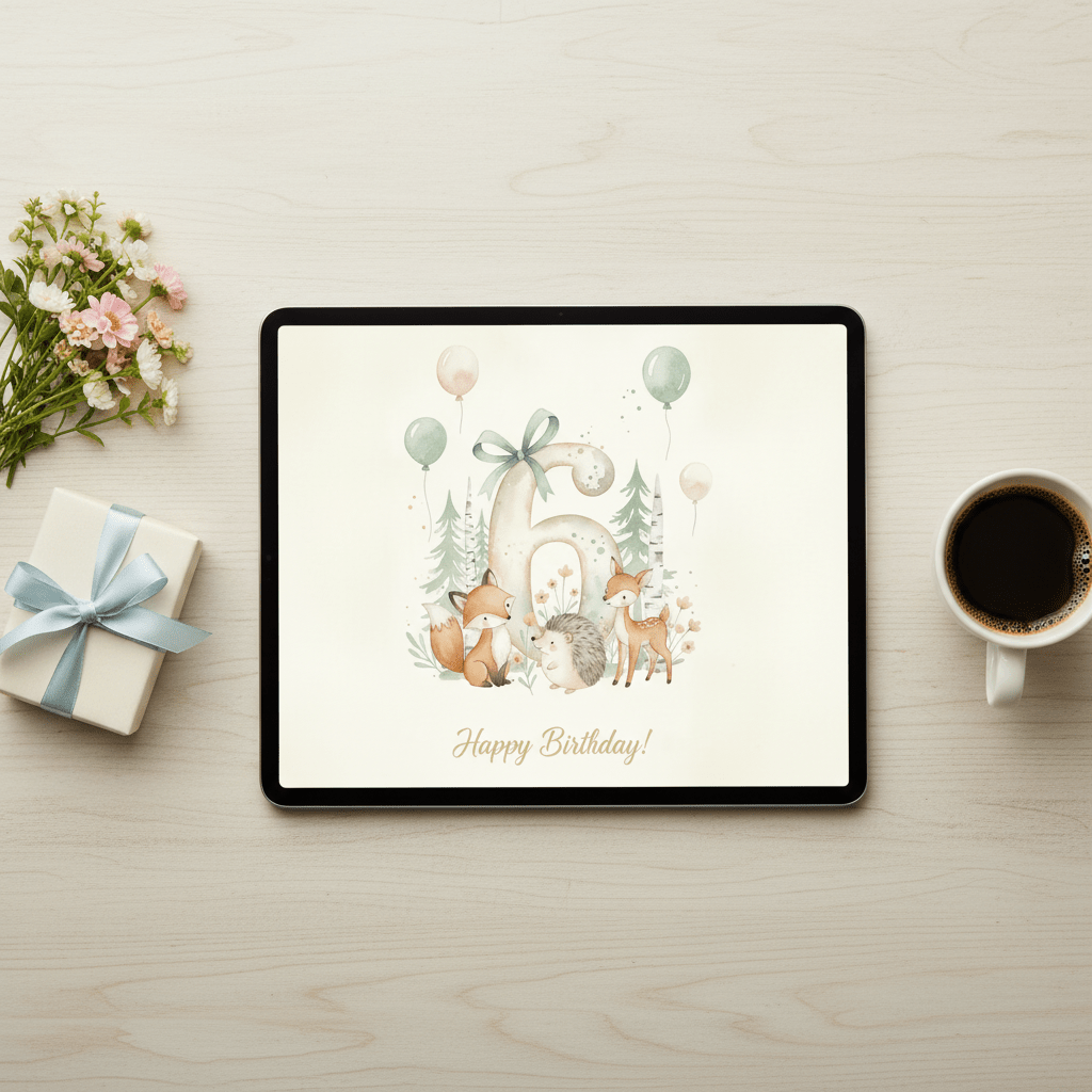 Happy Birthday Card – Age 6 - TheJoyfulDigital