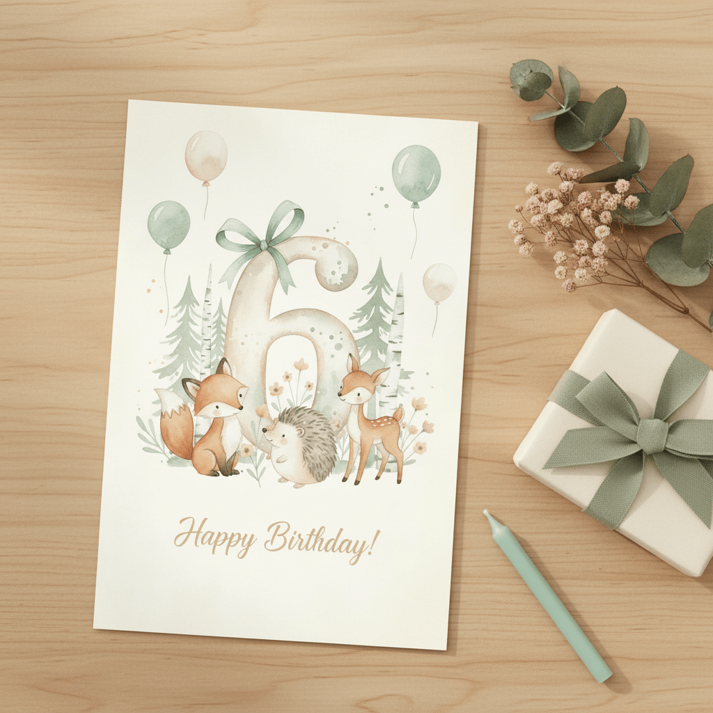 Happy Birthday Card – Age 6 - TheJoyfulDigital