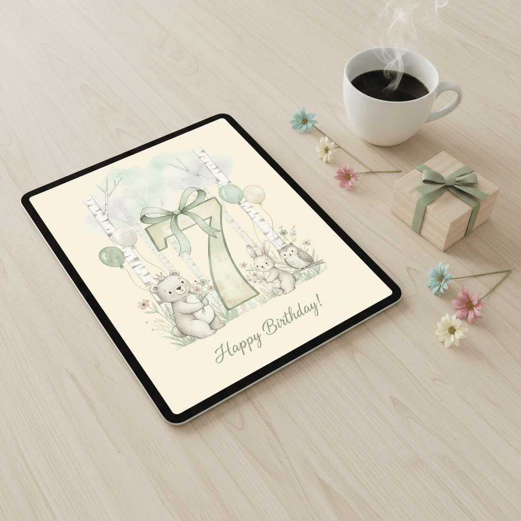 Happy Birthday Card – Age 7 - TheJoyfulDigital