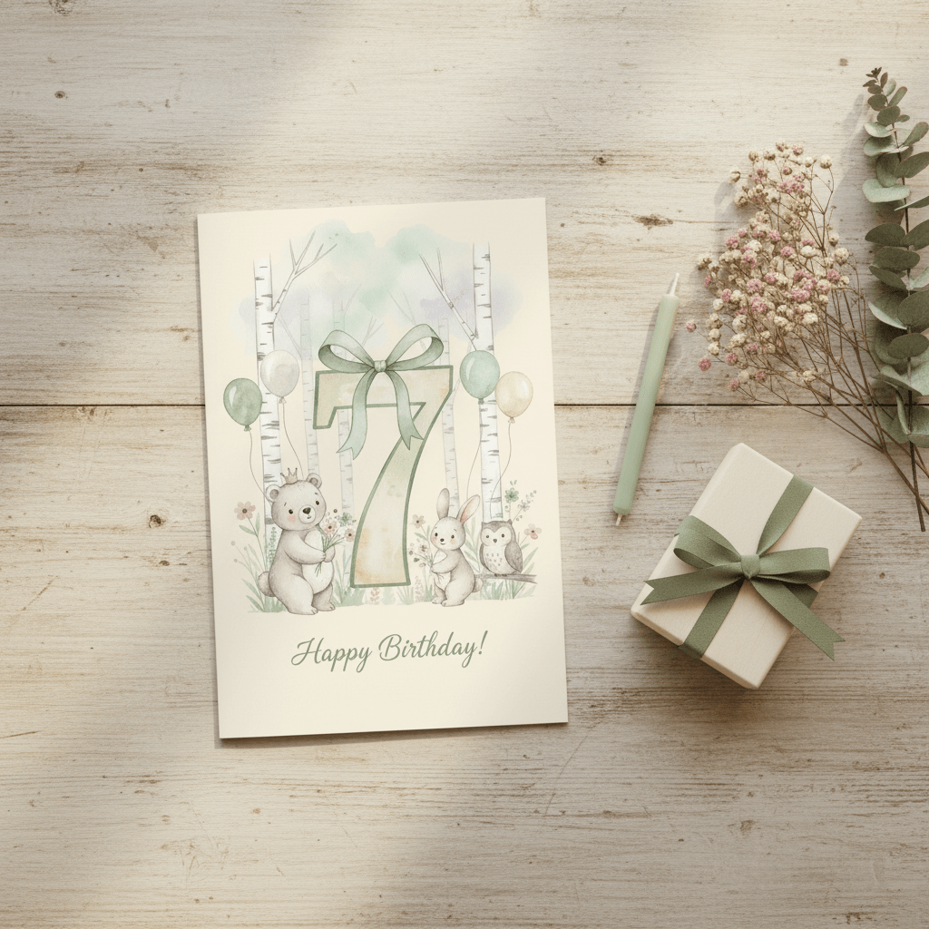 Happy Birthday Card – Age 7 - TheJoyfulDigital